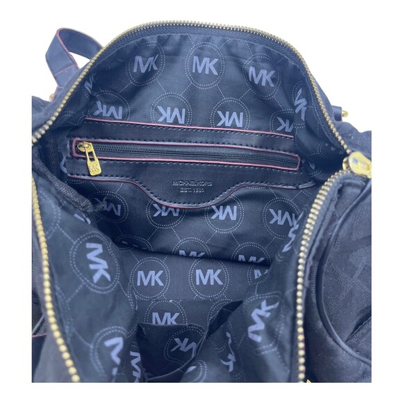 Michael Kors Signature Handbag all Black with Gold Trim Striking- Broken Zipper - Picture 5 of 6